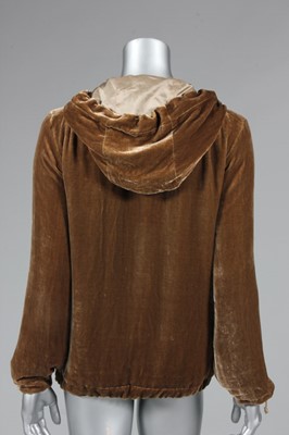 Lot 37 - A Betty Jackson gold velvet 'cagoule', worn in...