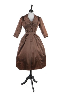 Lot 147 - A Christian Dior London brown satin cocktail...