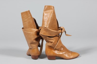 Lot 7 - A pair of Manolo Blahnik brown leather boots...