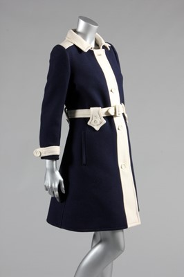 Lot 133 - A good André Courrèges couture navy wool coat,...