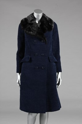 Lot 192 - A Christian Dior couture navy chenille coat,...