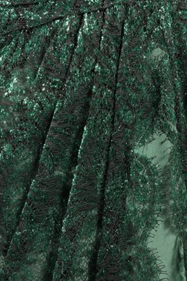 Lot 204 - A Loris Azzaro green metallic lace evening...