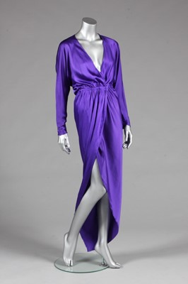 Lot 201 - A Halston purple satin evening gown, probably...