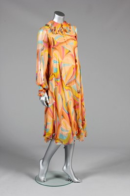 Lot 159 - A Jean Muir printed chiffon cocktail dress,...