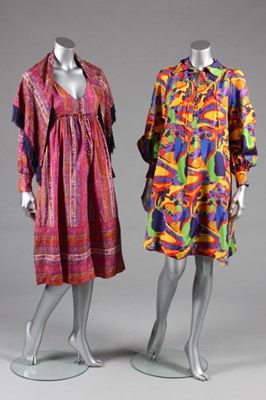 Lot 167 - A Jean Muir printed silk 'peasant' dress and...