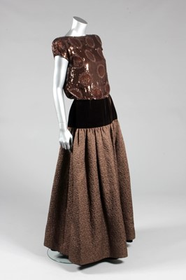 Lot 270 - A Valentino couture brown sequined ball gown,...