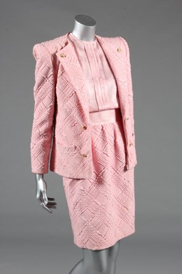 Lot 253 - A Valentino couture pink cloqué silk cocktail...