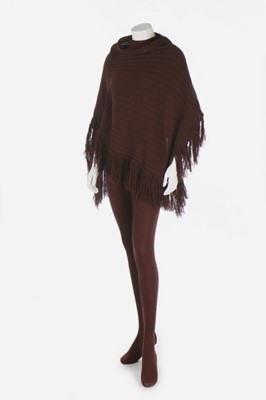 Lot 113 - A Pierre Cardin brown ribbed-knit wool ensemble, circa 1969