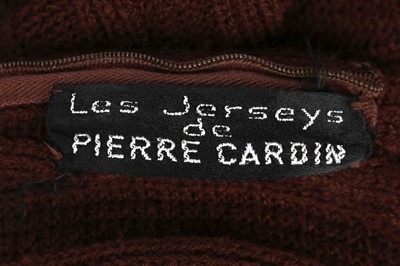 Lot 186 - A Pierre Cardin brown ribbed-knit wool ensemble, circa 1969