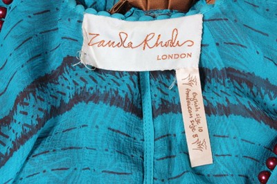 Lot 260 - A Zandra Rhodes turquoise chiffon cocktail...