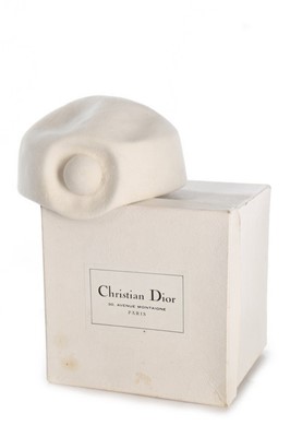 Lot 109 - A Christian Dior white felt 'space age' hat,...