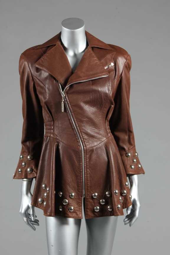 Lot 235 - A Thierry Mugler brown leather jacket, late...