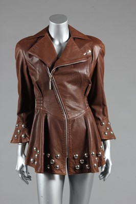 Lot 235 - A Thierry Mugler brown leather jacket, late...