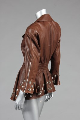 Lot 235 - A Thierry Mugler brown leather jacket, late...