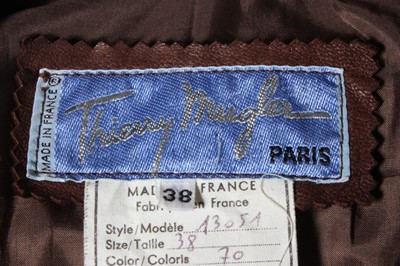 Lot 235 - A Thierry Mugler brown leather jacket, late...