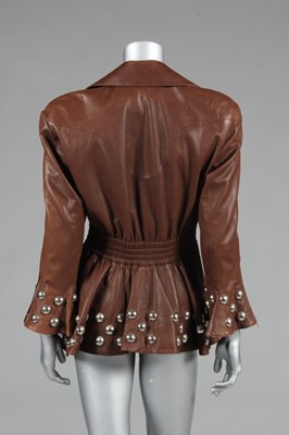 Lot 235 - A Thierry Mugler brown leather jacket, late...