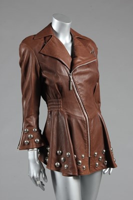 Lot 235 - A Thierry Mugler brown leather jacket, late...