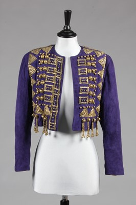 Lot 262 - A Gianni Versace purple suede bolero jacket,...