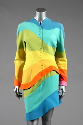 Lot 227 - A Thierry Mugler rainbow stripe suit,...