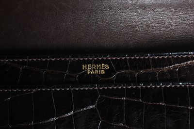 Lot 27 - An Hermès brown crocodile handbag, late 1960s,...