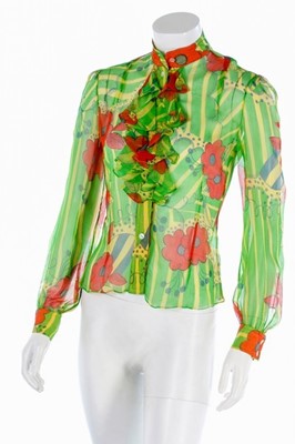 Lot 119 - Two good Quorum chiffon blouses with prints by...
