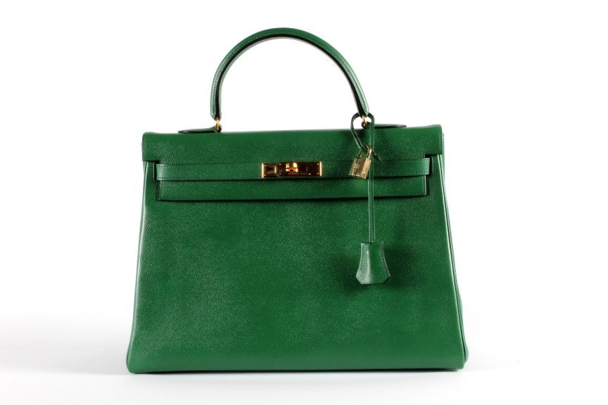 Lot 3 An Hermès green epsom leather Kelly bag, 1989,