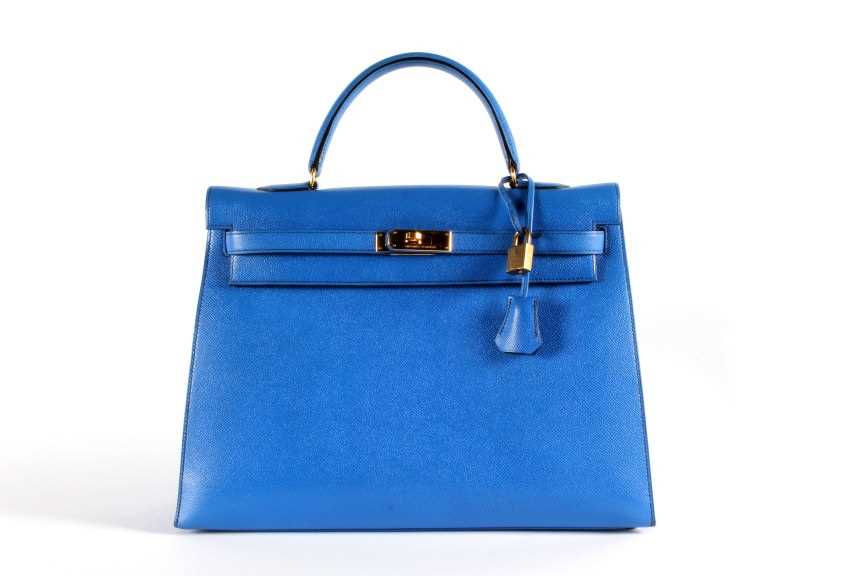 Lot 10 - An Hermès bleu saphir epsom leather Kelly bag,...