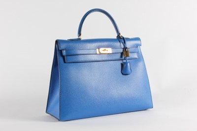 Lot 10 - An Hermès bleu saphir epsom leather Kelly bag,...