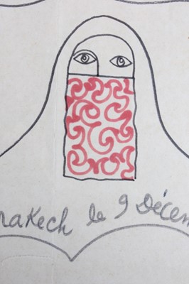 Lot 45 - An Yves Saint Laurent signed sketch, Marrakech,...