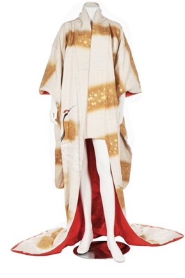 Lot 32 - Two silk wedding kimonos, Japanese, second...