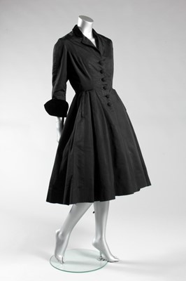 Lot 103 - A Balenciaga couture black faille dress, late...