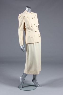 Lot 93 - An Adrian ivory wool suit, late 1940s,...