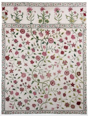 Lot 52 - An embroidered coverlet section, English in...