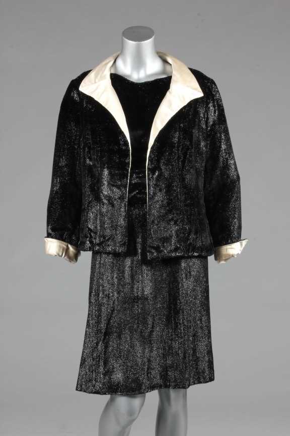 Lot 153 - A Chanel couture black lurex plush cocktail...