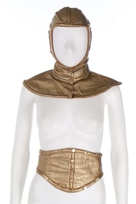 Lot 147 - A rare Thierry Mugler gold leather helmet and...