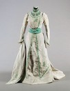 Lot 390 - A fine grey moir and turquoise velvet ensemble...