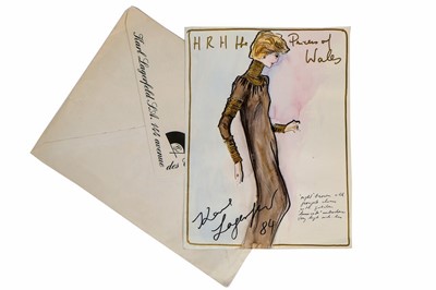 Lot 19 - Karl Lagerfeld fashion sketch for a Princess...