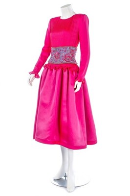 Lot 179 - A Valentino couture fuchsia silk cocktail...