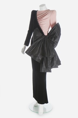 Lot 180 - A Valentino couture black velvet and pink...