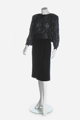 Lot 181 - A Valentino couture black velvet and sequinned...