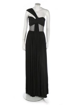 Lot 182 - A Madame Grès couture draped black silk jersey...