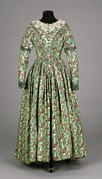 Lot 83 - A good printed wool day dress, late 1840s,...