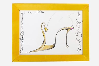 Lot 184 - A Manolo Blahnik watercolour and oil pastel...