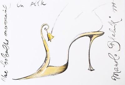 Lot 184 - A Manolo Blahnik watercolour and oil pastel...