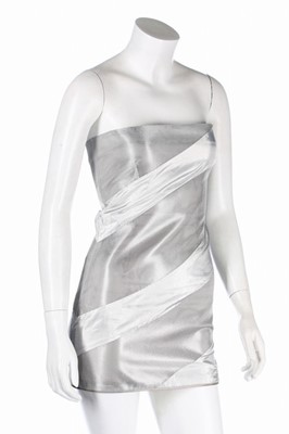 Lot 248 - An Alexander McQueen silver woven polyester...