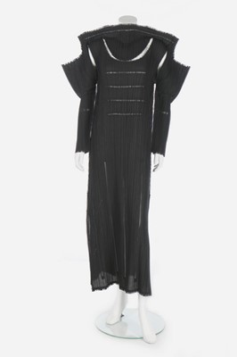 Lot 200 - An Issey Miyake black pleated polyester dress,...