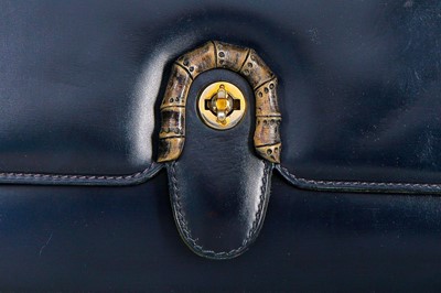 Lot 4 - A Gucci navy leather handbag, late 1950s-early...