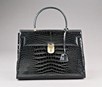Lot 9 - A Fendi Kelly-style black crocodile handbag,...