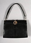 Lot 34 - A Christian Dior black crocodile handbag, late...