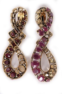 Lot 10 - A pair of Iradj Moini citrine and red corundum...